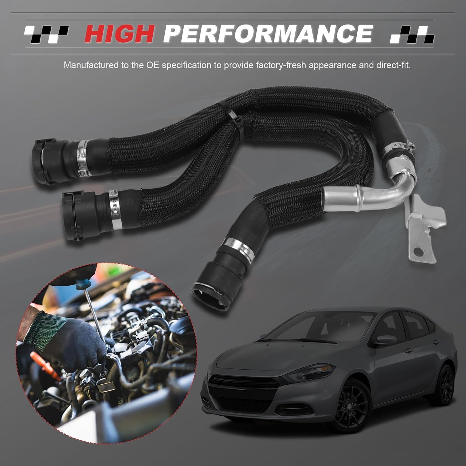 68197197AB HVAC Heater Hose Kit for Dart 4 Cyl 2.0L 2.4L 2013-2016 Air Conditioning Heater Supply and Return Hose 55111481AD