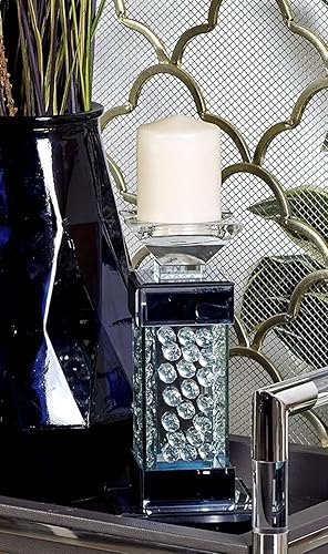 Miniatura 2 de Ebros Gift Moderno y elegante cristal biselado flotante de cristal y metal decorativo individual de 2.75 pulgadas de diámetro, candelabro, escultura