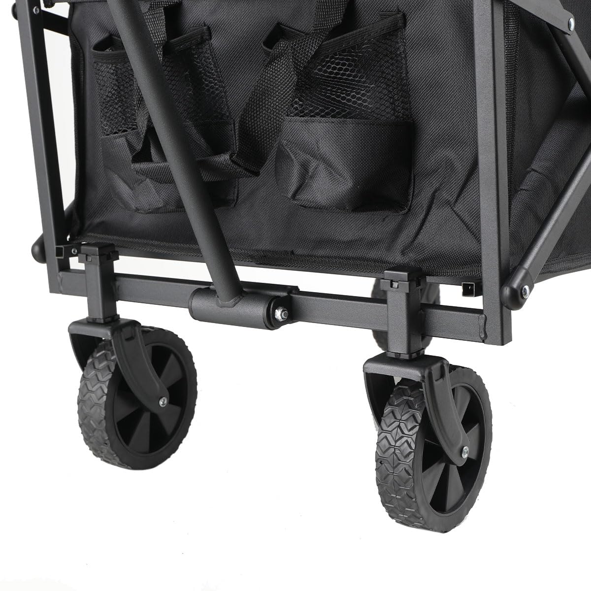 Carrello Pieghevole Con Ruote per Campeggio e Spiaggia, Struttura in Acciaio 80 kg, Ruote Girevoli 360°, Manico Regolabile, Ampio Carrello Portatutto