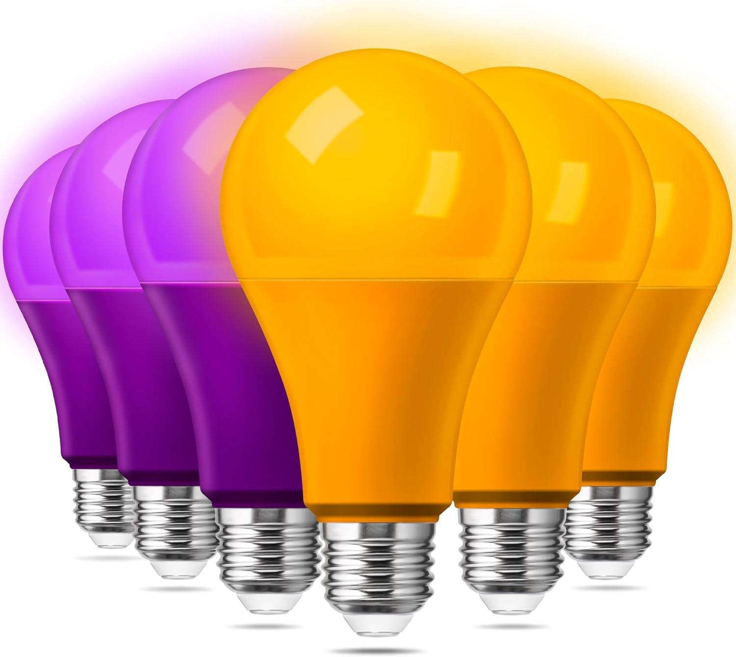 KINDEEP Orange Purple LED Colored Light Bulbs 6 Pack, 13W Equivalent