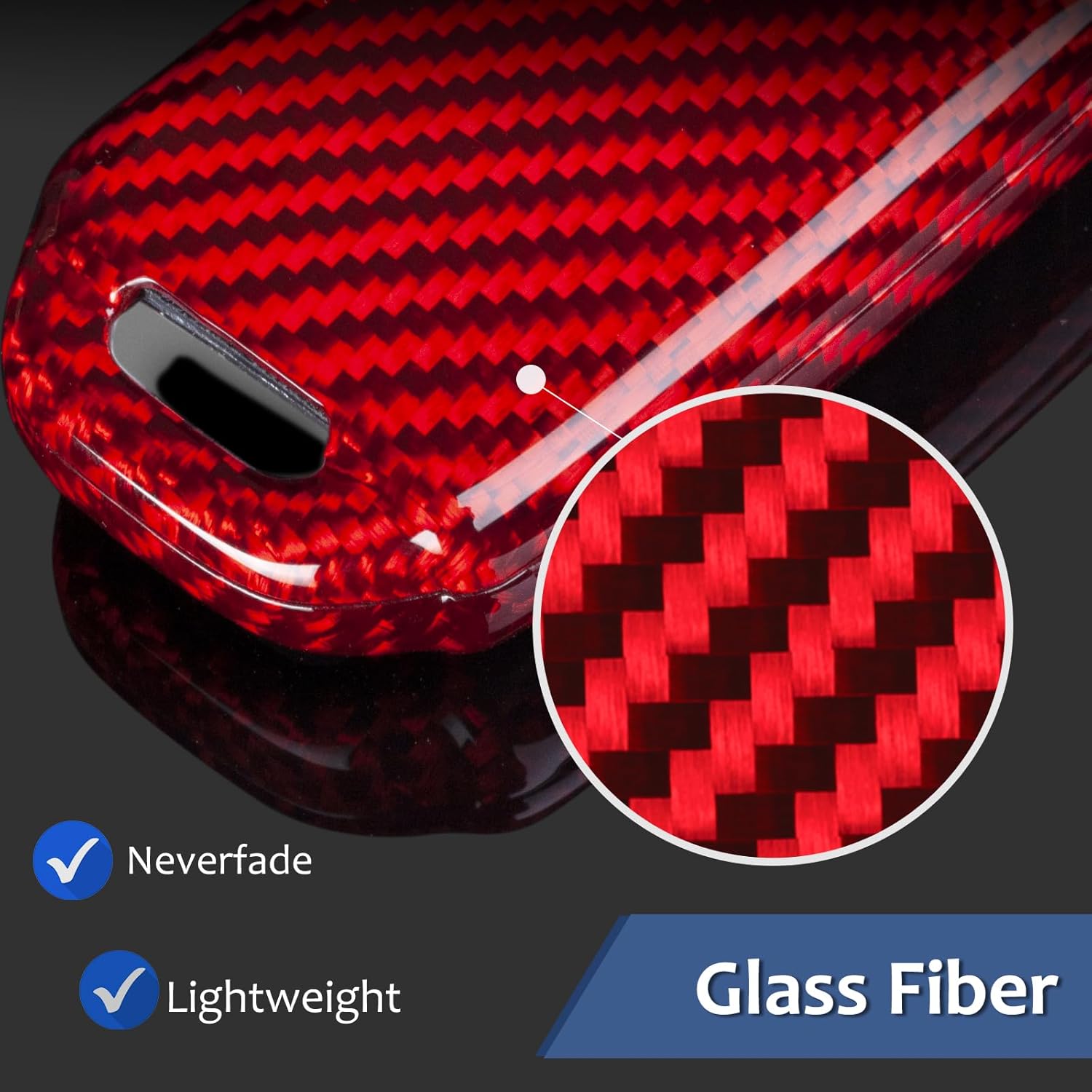 T-carbon Key Fob Cover Compatible with Kia with Keychain,Glass Fiber Key Fob Case Compatible with Kia Cadenza Cerato Ceed Soul Forte NIRO NIRO EV Sorento Seltos Telluride Sportage K5 2018-24 Key,Red