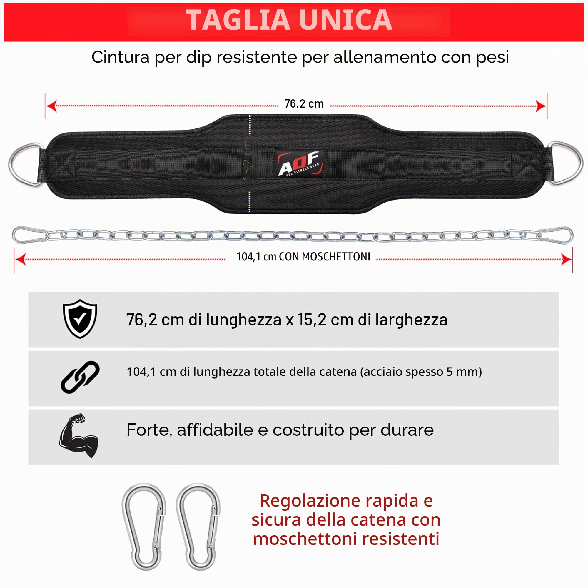 AQF Cintura Powerlifting per Dip Bodybuilding Sollevamento Pesi Dip Catena Esercizio Fitness Neoprene Accessori Palestra