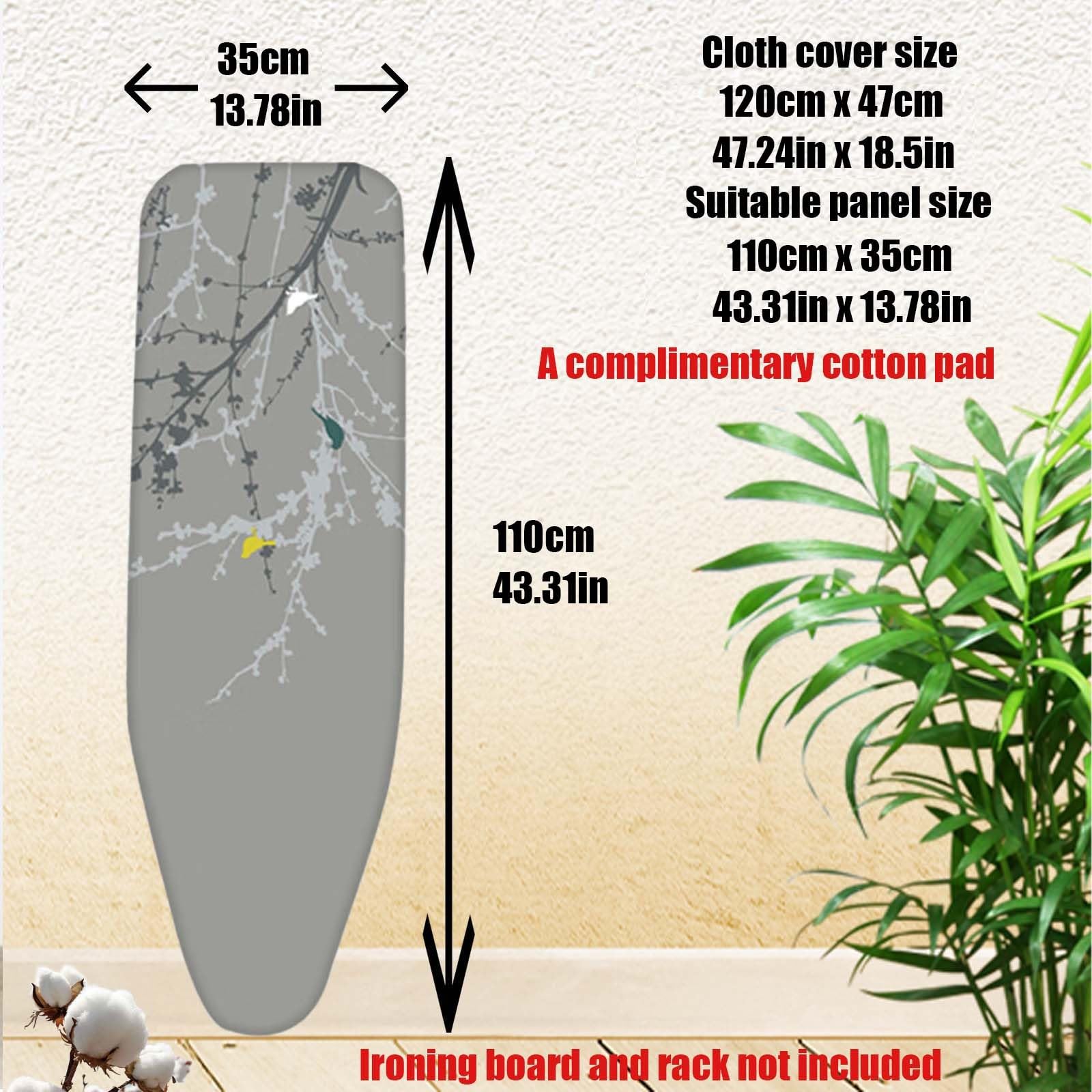 Funda para tabla de planchar resistente de 128 x 40 cm, funda acolchada de repuesto con cordón ajustable para mesas de planchar, diseño colorido de pájaros, se adapta a tablas de 120 x 47 cm