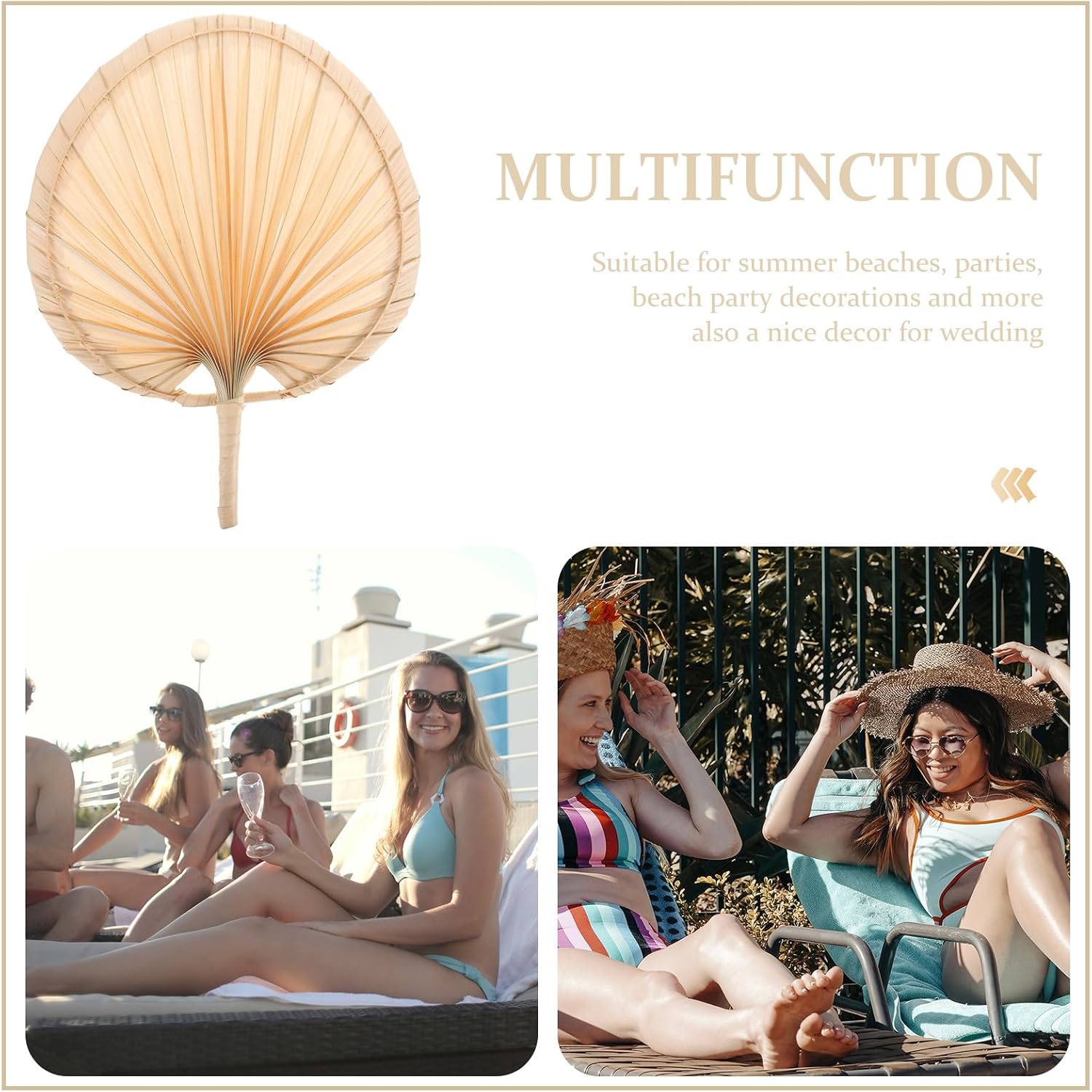 Handmade Palm Leaf Decorative Fan for Beach Party and Barbecue image 5