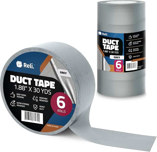 Reli. Duct Tape, Grey | 1.88" x 180 Yards Total (6 Rolls, 30 Yds Each) |Heavy Duty Duct Tape - Waterproof, Tear by Hand |S...