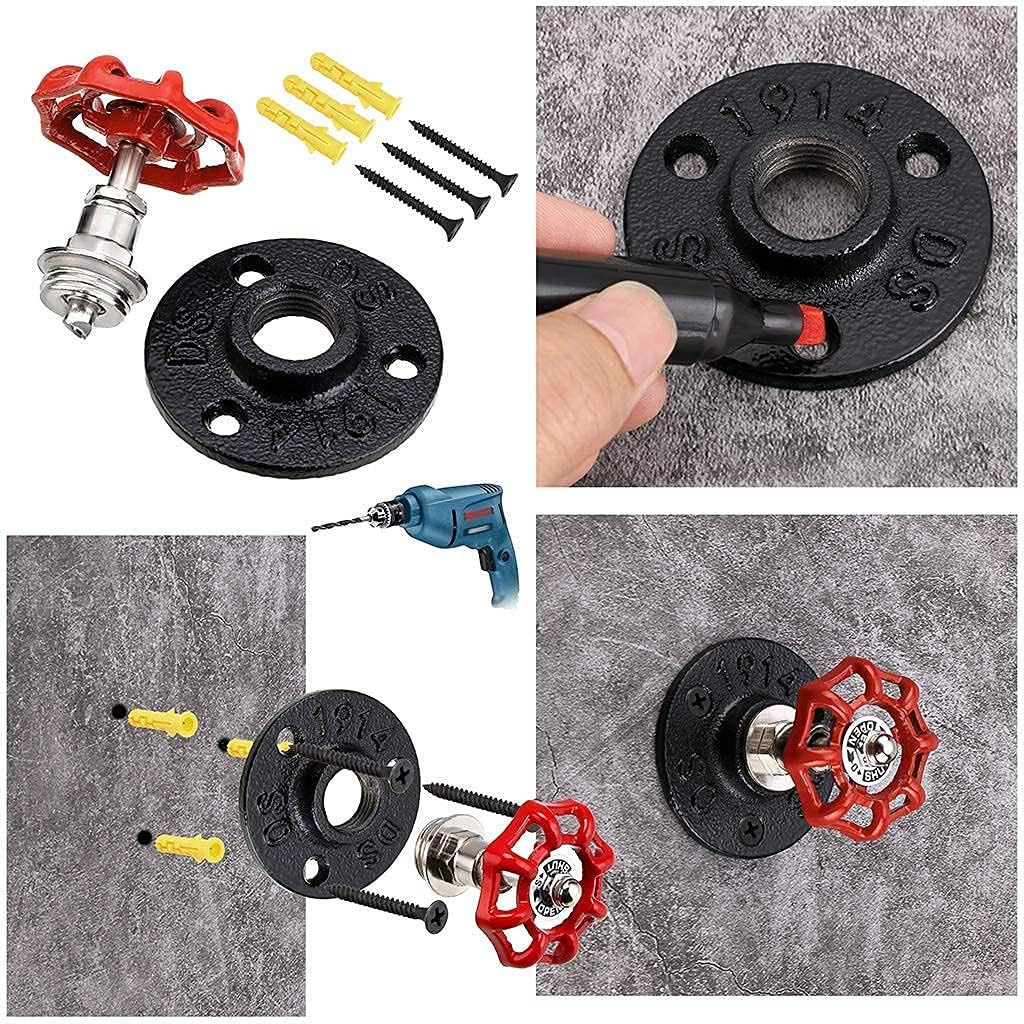3PCS Vintage Industrial Iron Pipe Coat Hat Hook - Wall Mounted Retro Pipe Hook Hanger Holder Hanging Storage Rack for Robe Towel Bag Umbrella Antique Home Decoration Decor (Color : Black)