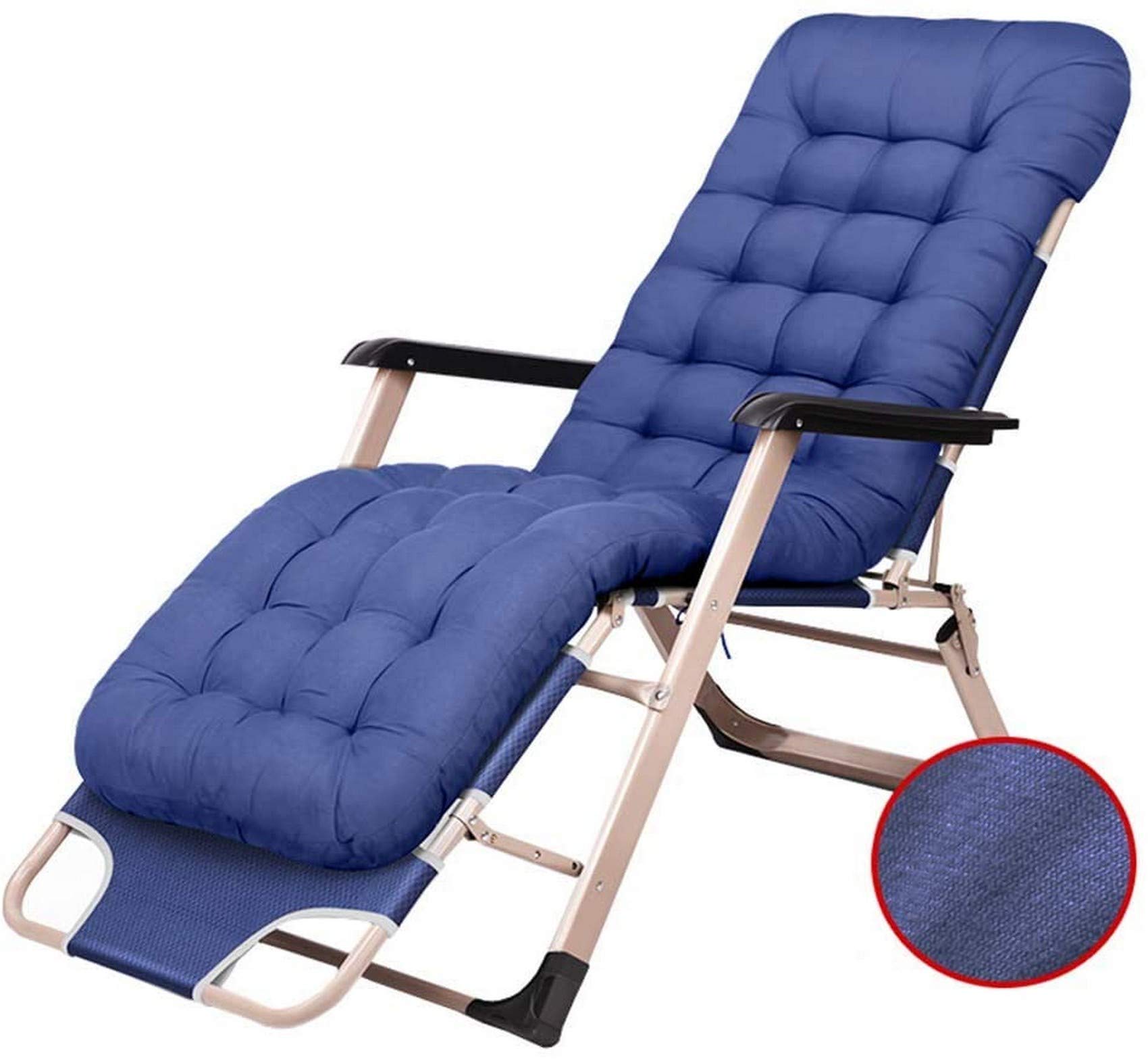 Chaises longues pliantes réglables – Chaises de camping inclinables avec coussins pour patio, terrasse, plage et bord de piscine – Support robuste de 180 kg – Couleur bleue confortable