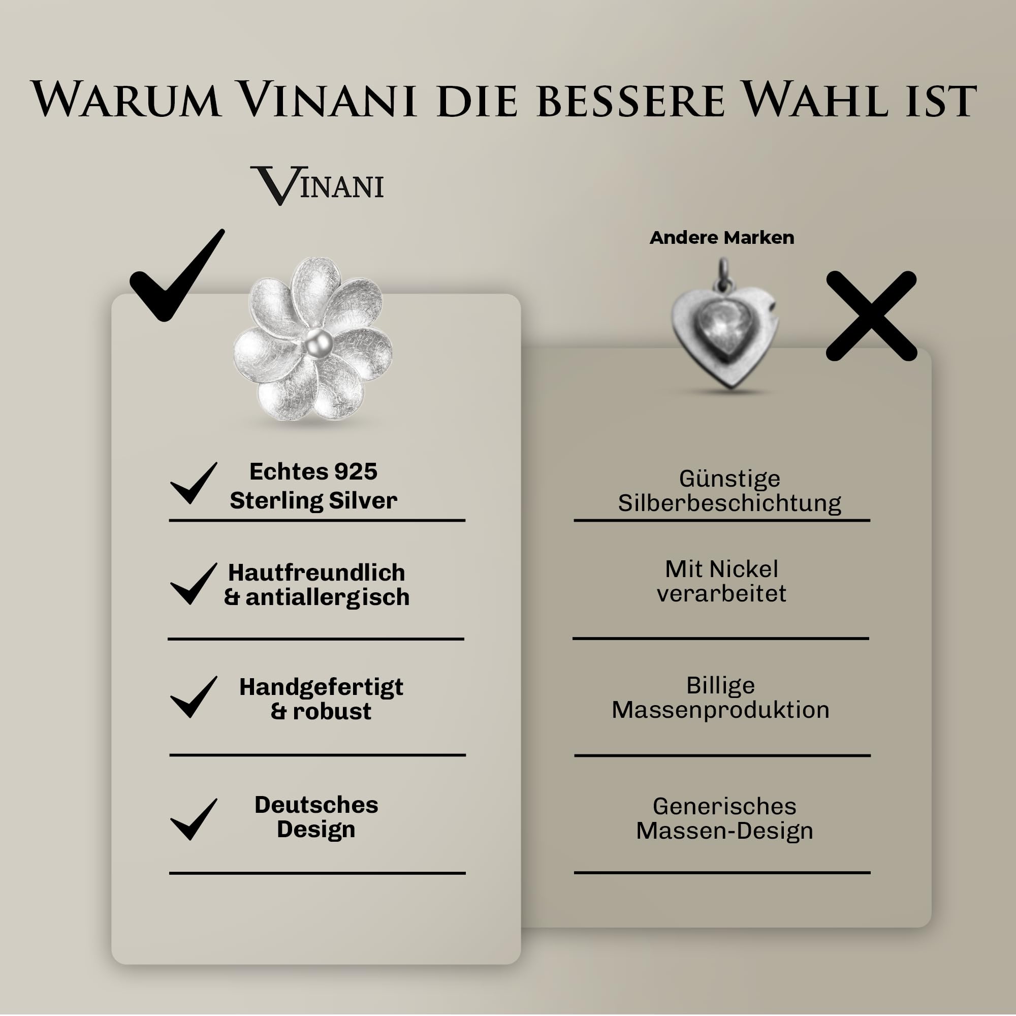 Vinani Anhänger Blume gebürstet Blütenstempel glänzend Sterling Silber 925 Blüte ABDD-EZ