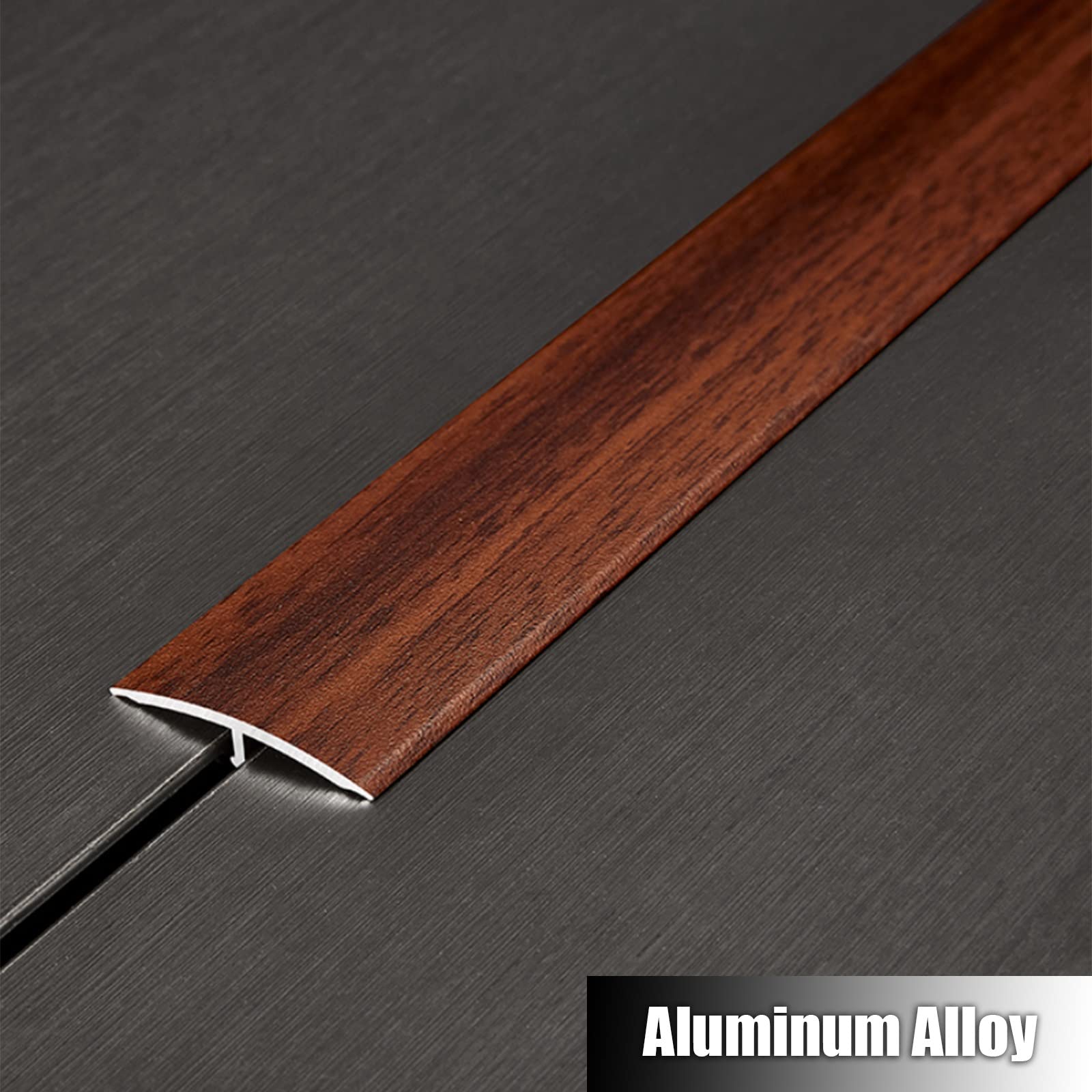 Perfil en T de aluminio de 90 a 150 cm, 4 cm de ancho, acabado de grano de madera para transiciones de laminado, azulejos y madera, ideal para bordes de suelos lisos, solución duradera y elegante