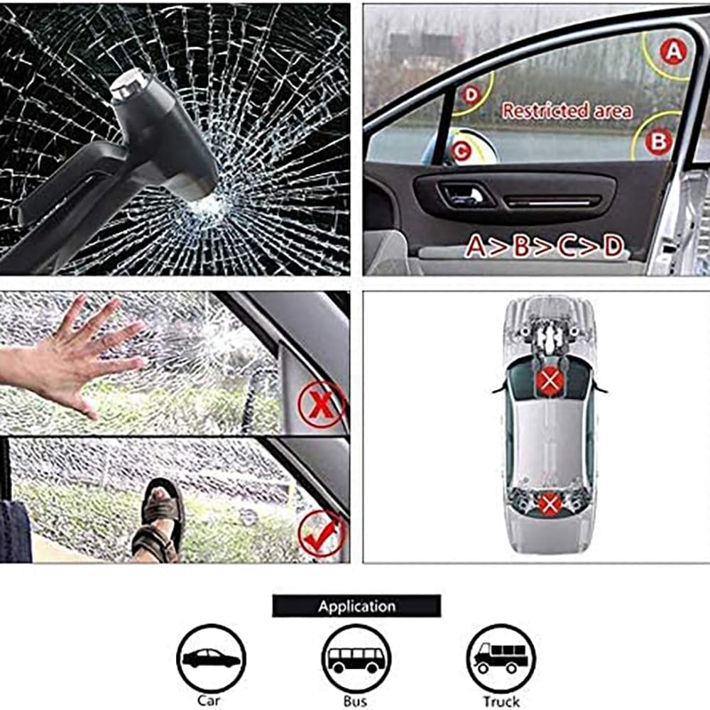 Car Safety Hammer for Tesla Cybertruck 2024, Metal Tungsten Steel Head Seat Belt Cutting Glass Breaker Multi Functional Portable Escape Tool,B