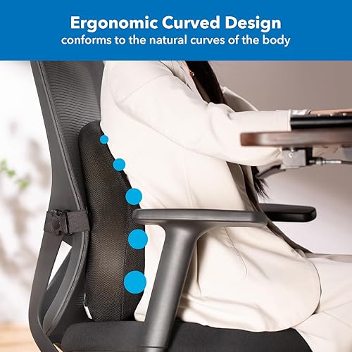 Miniatura 10 de Mount-It! Ergo Collection - Almohada de apoyo lumbar, soporte de espalda compacto para oficina, silla de juegos, relleno de espuma viscoelástica,