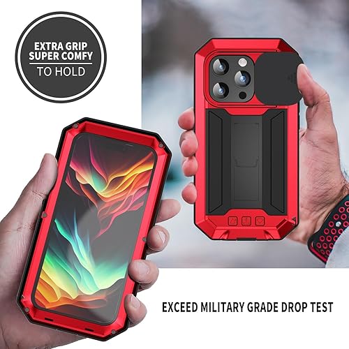 Miniatura 6 de Lunivop Funda para iPhone 15 Pro Max, protección resistente, tornillo resistente, cuerpo completo, goma de metal de grado militar con soporte duro