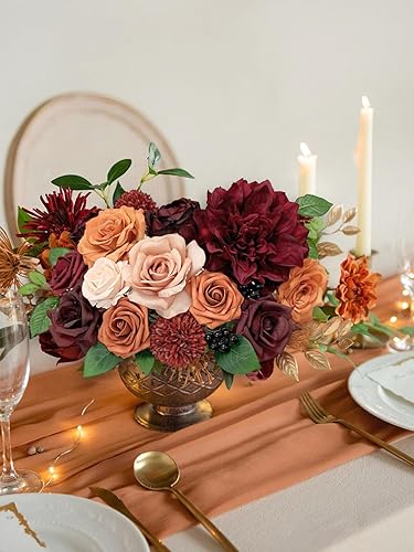 Vista 14 de White Rose Artificial Flowers Fake Flower Bulk with Stems for DIY Wedding Bouquet Bridal Baby Shower Centerpiece Table Decorations Silk Faux Floral