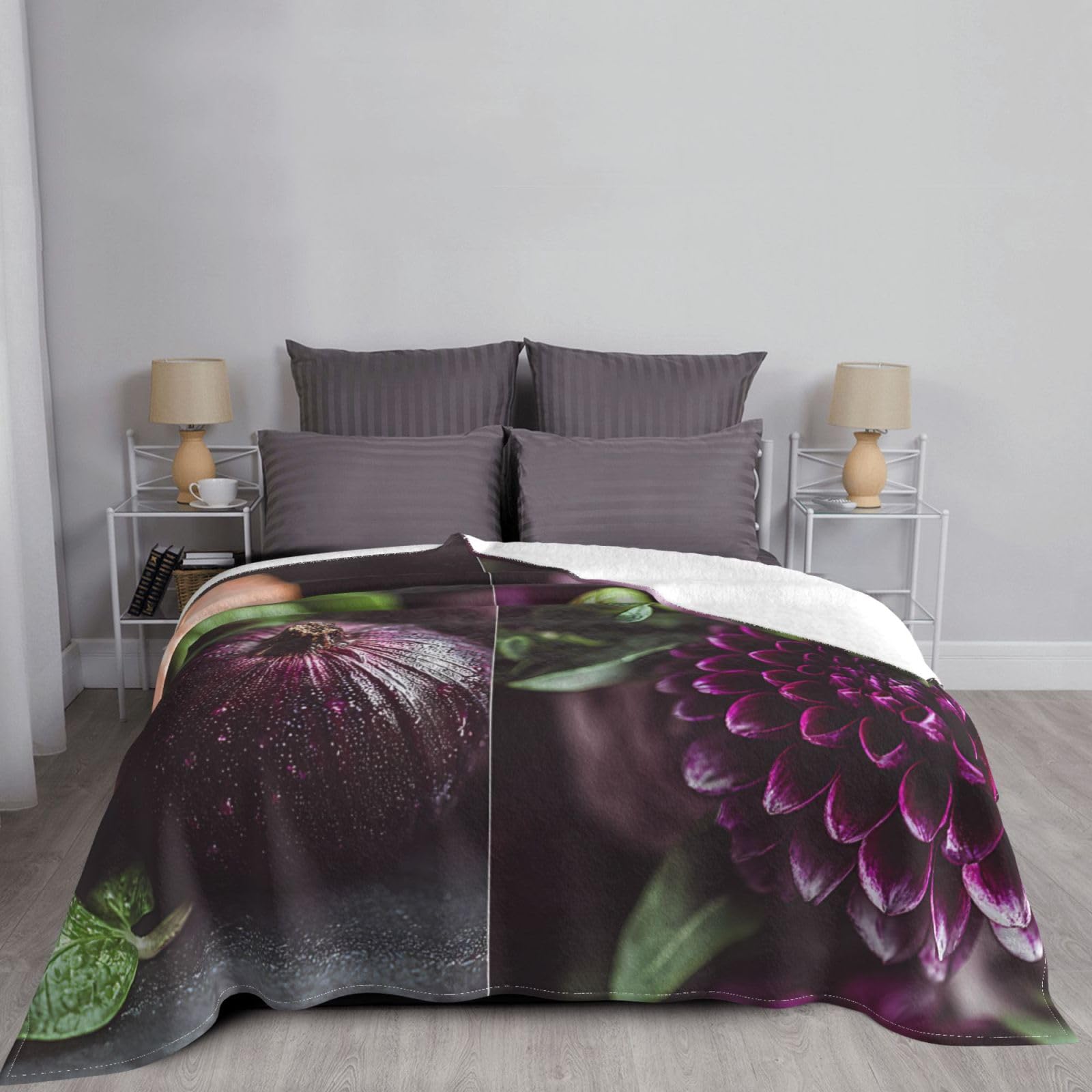Manta de viaje portátil de 80 x 60 pulgadas, suave, resistente a las arrugas, plegable, exquisito estampado de cebolla morada