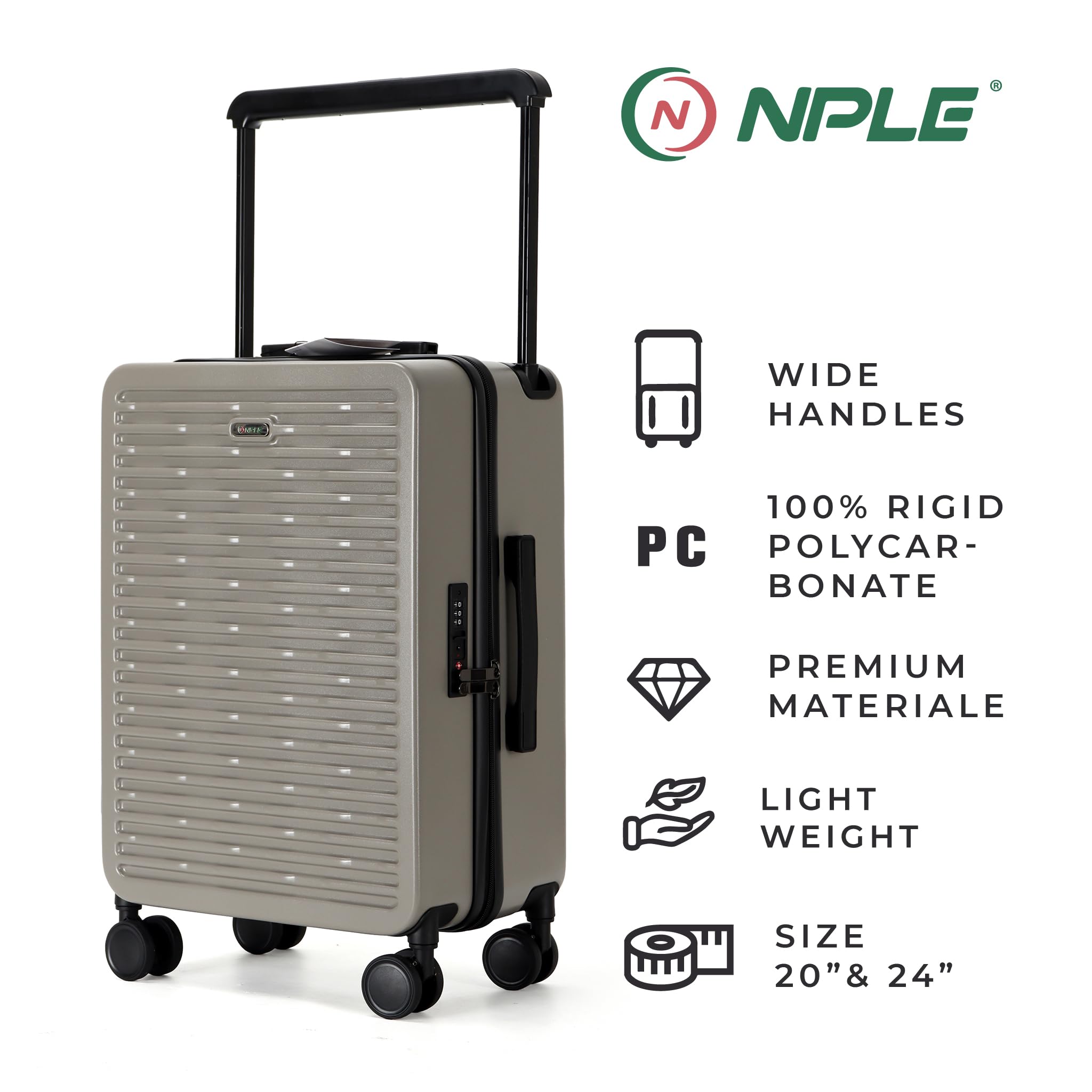 Valigia Trolley Bagaglio A Mano Ultraleggero 55 X 38 X 22 Cm - 100% Policarbonato Rigido – Manico In Alluminio - Mobilità A 360° - 4 Ruote Silenziose Zip Professionale