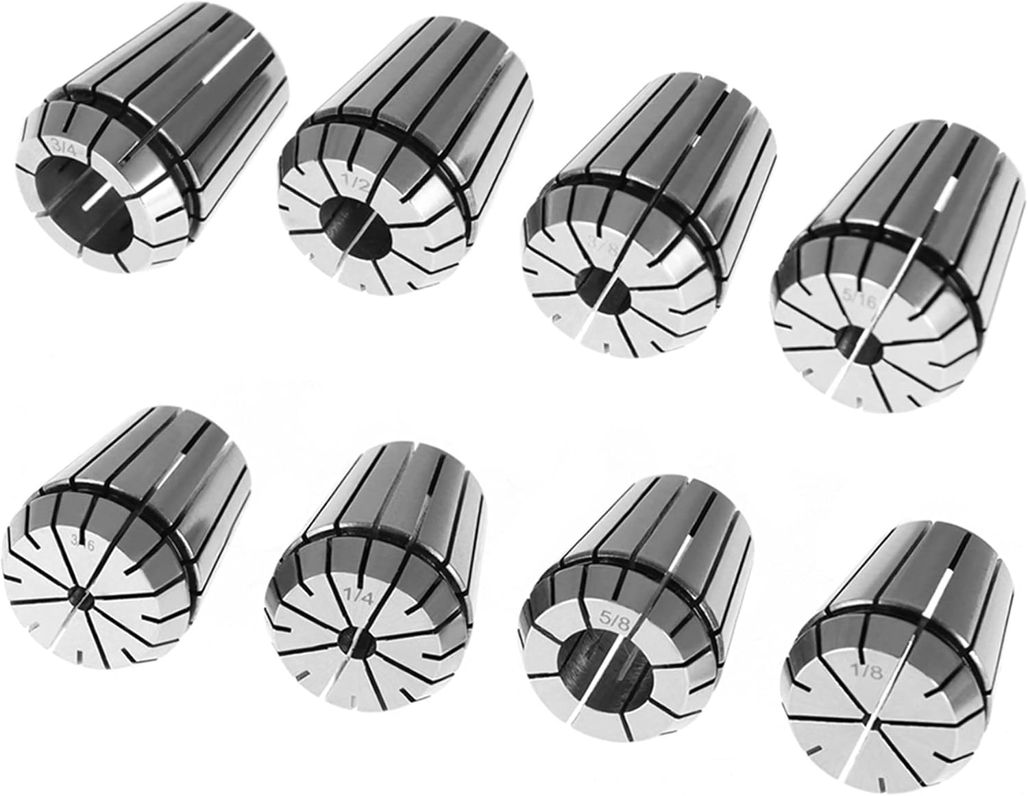 kimllier 8Pcs Carbon Steel ER32 Spring Collet Set 1/8-3/4 Inch Fit for CNC Milling Lathe Tool and Engraving Machine