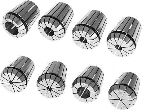 kimllier 8Pcs Carbon Steel ER32 Spring Collet Set 1/8-3/4 Inch Fit for CNC Milling Lathe Tool and Engraving Machine