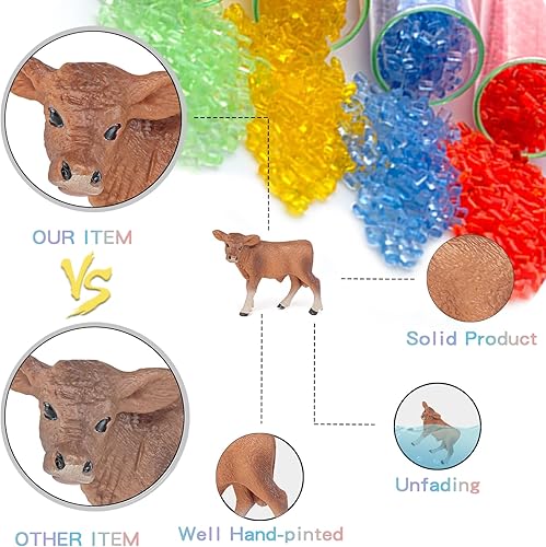 Miniatura 3 de LC JoyCre Juego de animales de granja, 6 piezas de vacas, ovejas, caballos, muñecos realistas, figuras de caballos, ovejas para niños pequeños,