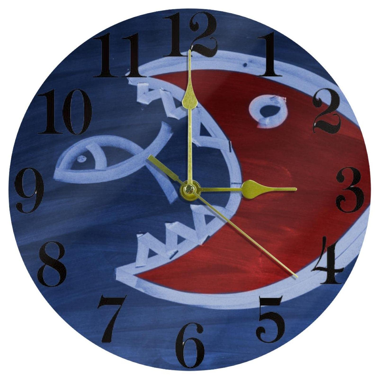 Horloge murale bleue silencieuse Poisson en grande et petite taille pour maison et bureau