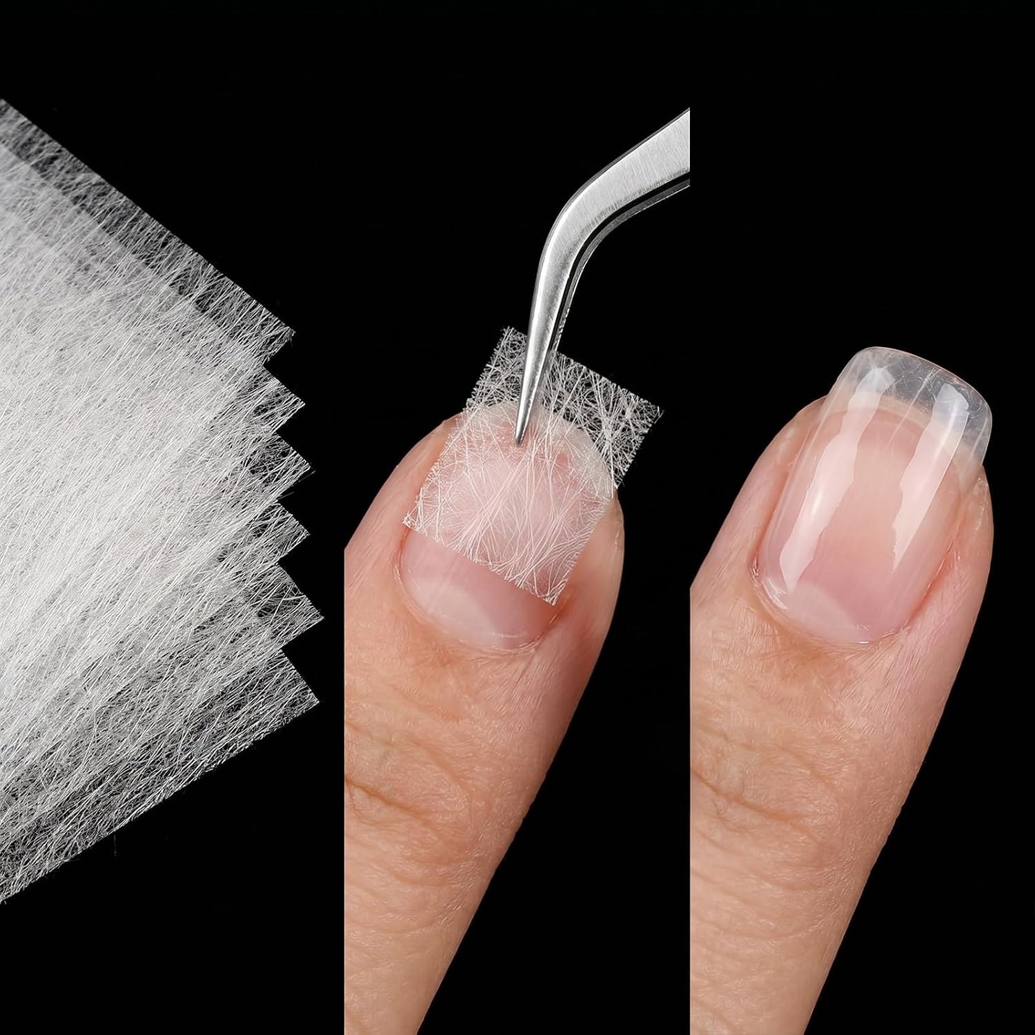 100PCS Silk Wrap for Nails with 2 PCS Tweezers Nail Repair Wraps for Broken & Cracked Nails, Natural Extension & Reinforcement Kit, Ultra-Thin Flexible (White)