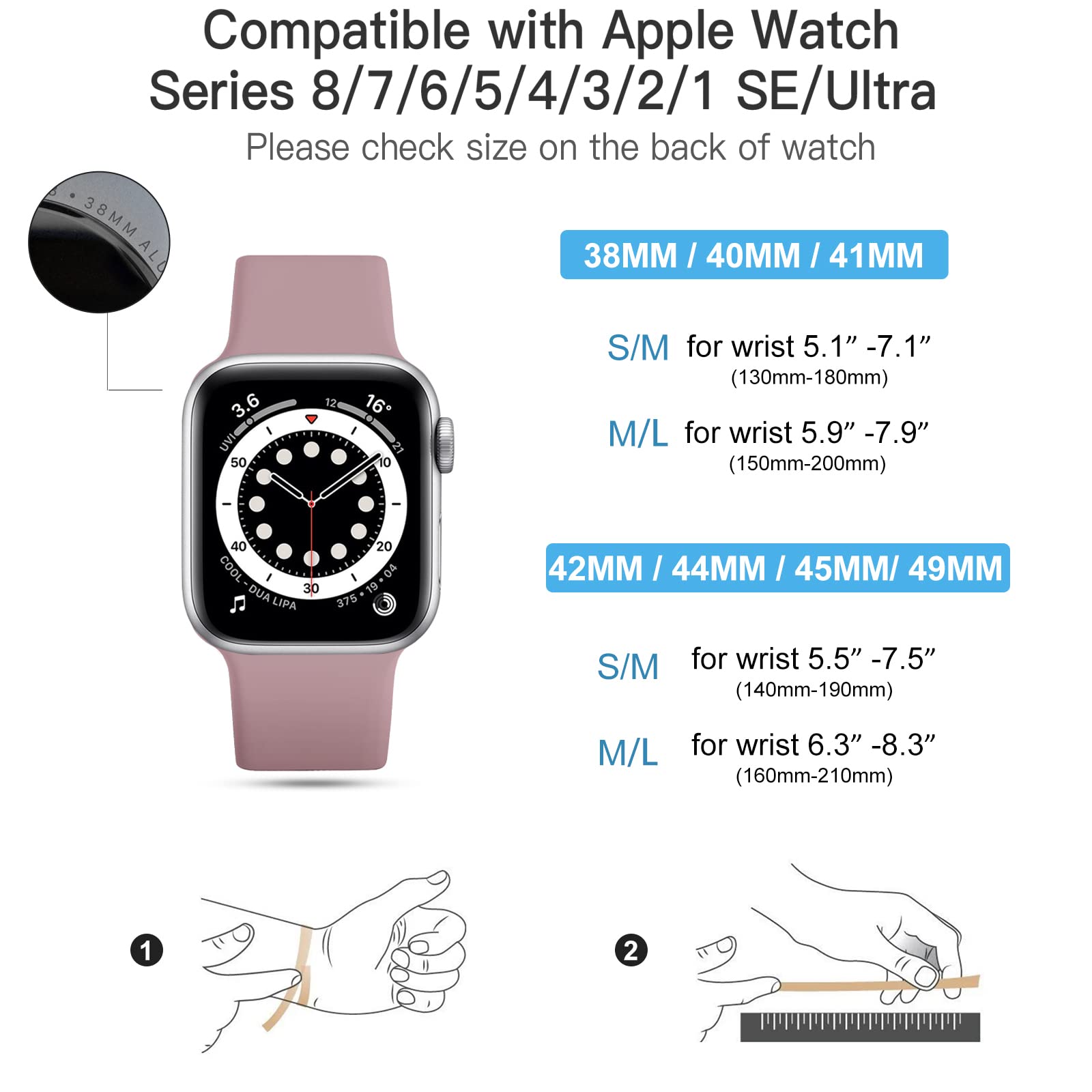 CeMiKa Cinturino Compatibile per Apple Watch Cinturino 38mm 40mm 41mm 42mm 44mm 45mm 46mm 49mm, Cinturini Silicone per iWatch Series 10 9 8 7 6 5 4 3 2 1 SE, 42mm/44mm/45mm/49mm-M/L, Fumo Viola