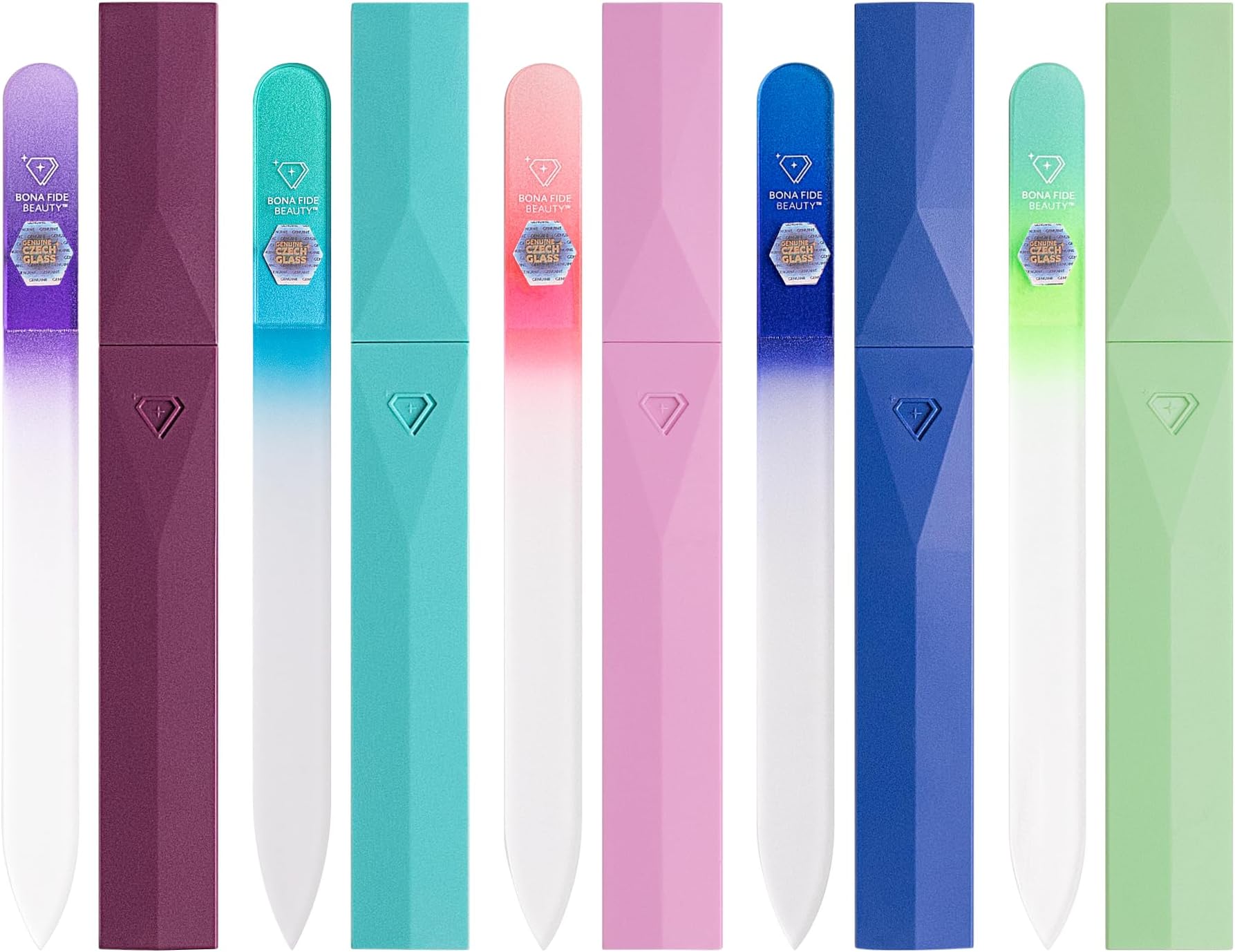 Glass Nail File with Case, Bona Fide Beauty Glass Fingernail File for Natural Nails, File in Any Direction, Expertly Shapes Nails, Enjoy a Professional Smooth Finish - Premium Czech Glass