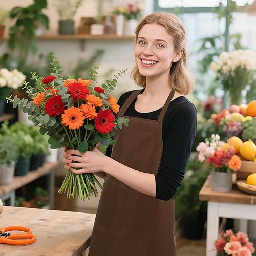 Miniatura 37 de Fengek Delantal con babero de 8 piezas para delantal de cocina unisex colorido a granel con 2 bolsillos espaciosos para cocina, barbacoa, pintura