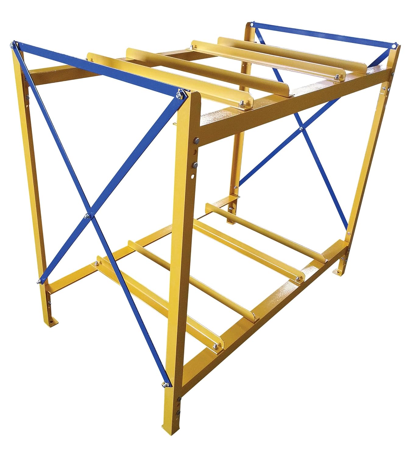 Vestil DRK-2-2 Steel Horizontal 4 Drum Storage Rack 2 Wide 2 High 3200 Lb. Capacity Yellow