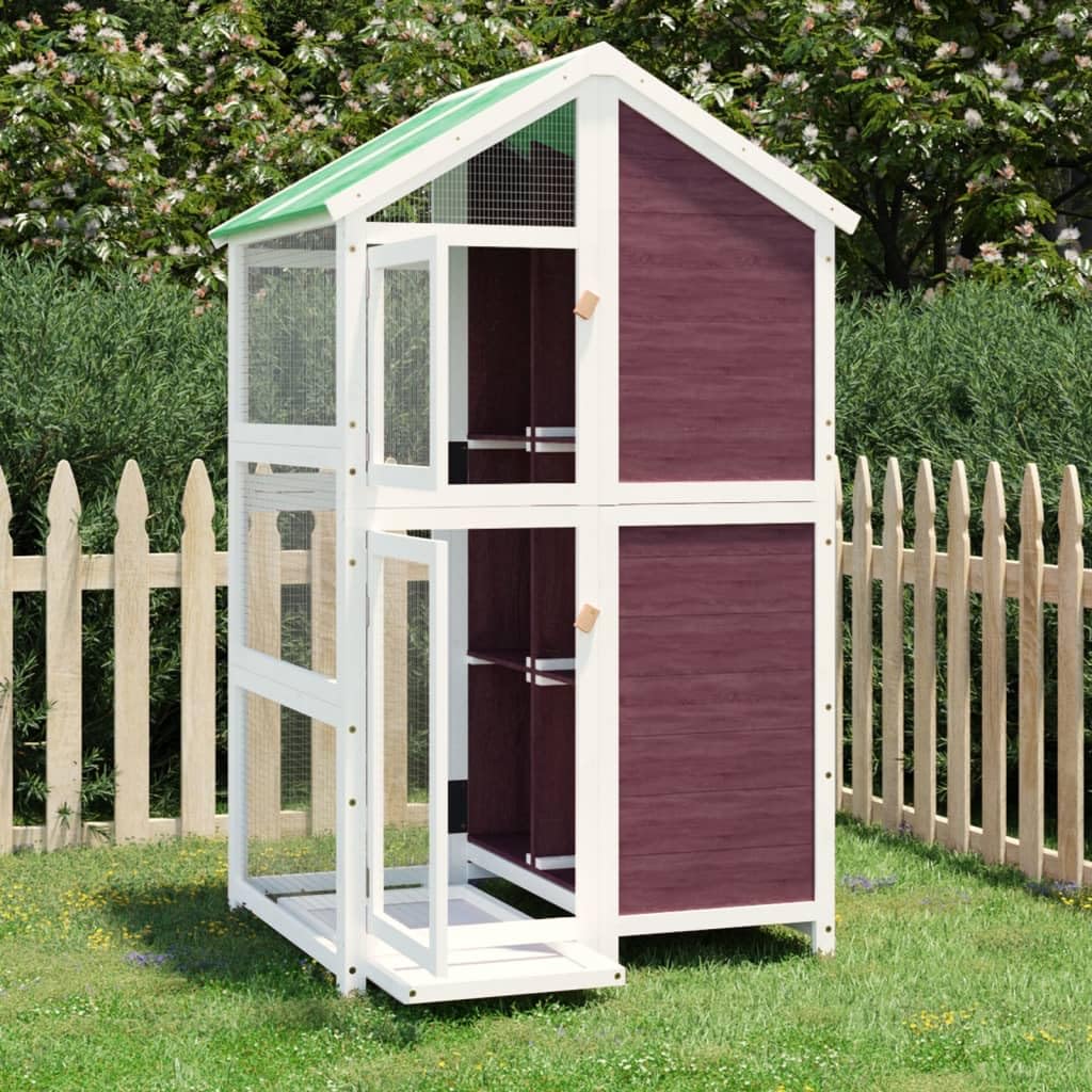 Voliere Mokka 97x81x152 cm Massivholz Kiefer,Tier- & Haustierbedarf,Haustierbedarf,Vogelbedarf,Vogelkäfige & -ständer,Braun,28.25 kg-172260