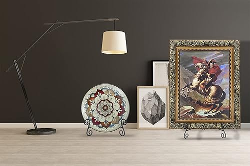 Miniatura 5 de Soporte para platos, paquete de 3 soportes de placa de 8+10+12 pulgadas para exhibición, caballete de mesa de hierro plegable negro para libros de