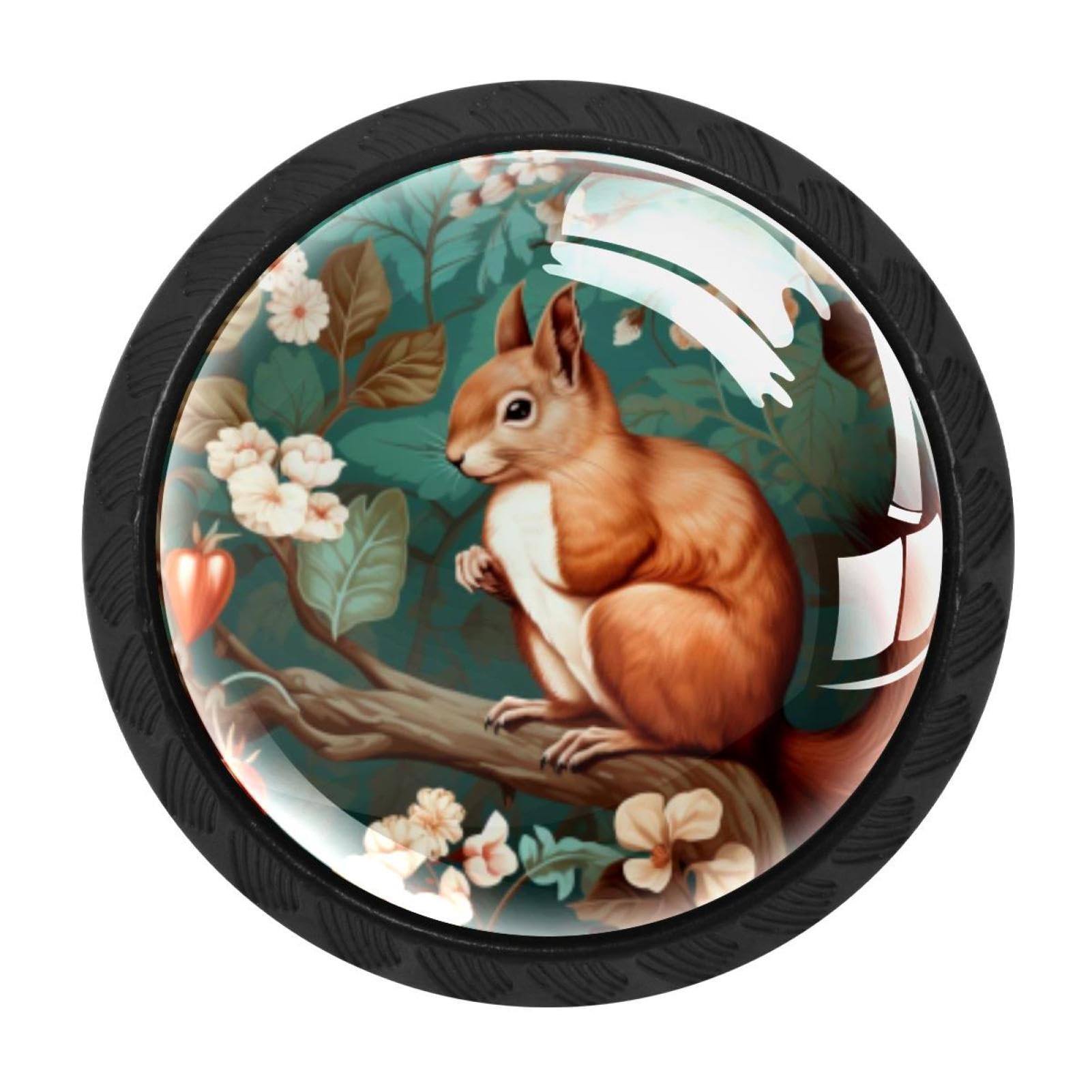 CHENZZZZ Squirrel Drawer Knobs 4 Pack Crystal Dresser Knobs 35mm Glass Cabinet Knobs for Home Office Bathroom