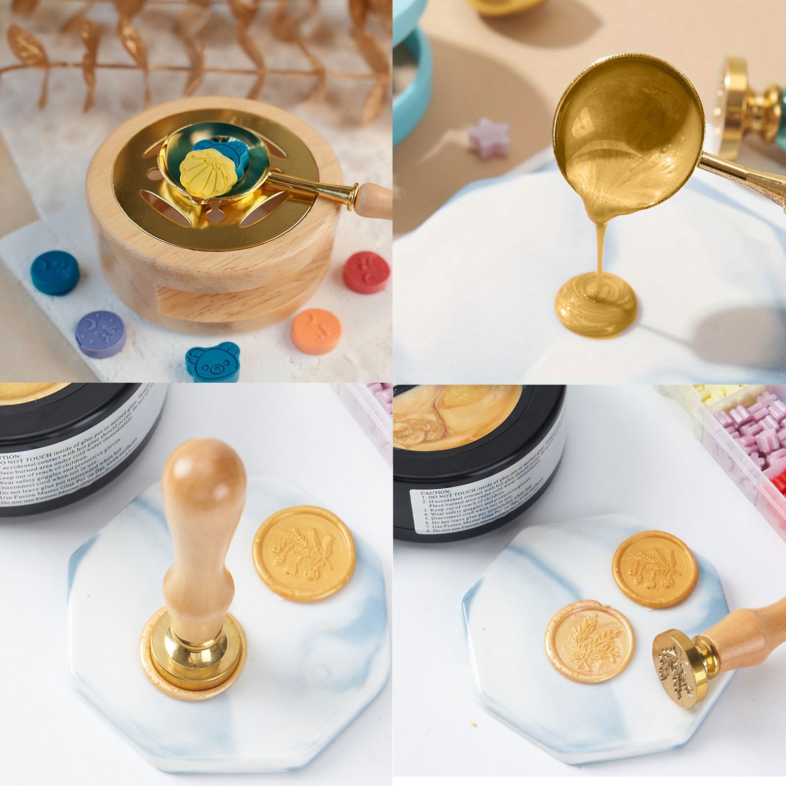 Chauffe Cachet à Cire Avec Cuillère - Kit Fusion Sceau Cire Pour Enveloppes, Invitations Mariage, 2 Pièces