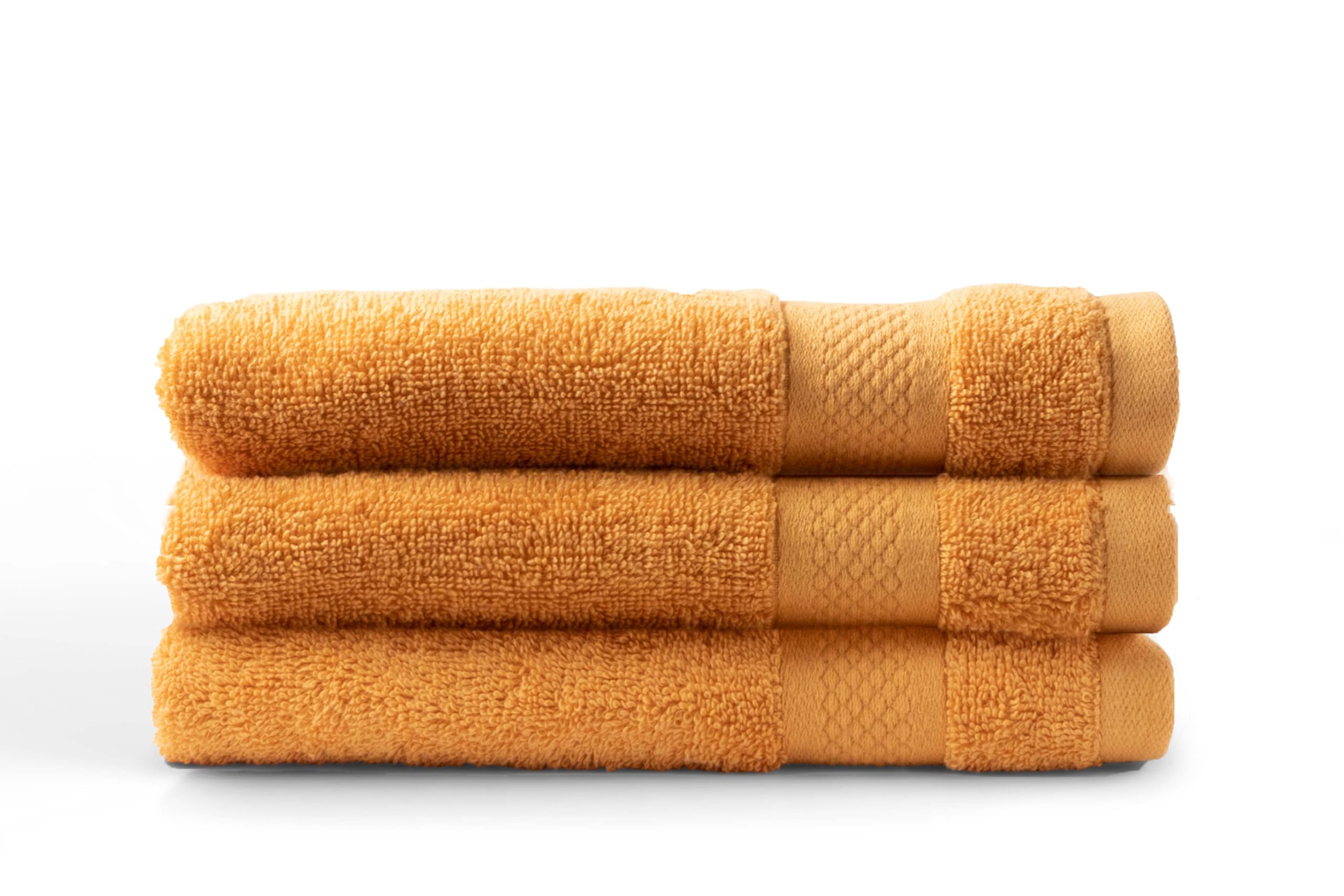 DoubleDry Premium Handtücher Set - 3 Stück 70 X 140 cm Baumwolle - 500 g/m² - Weich & Saugstark - Badetuch badehandtücher Große Handtuch (Ockergelb)