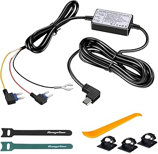 Range Tour Hardwire Kit for Dash Cam, 12V-24V to 5V Car Dash Camera Charger Power Cord Hard Wire Kit Fuse for Dashcam Suitable for Car, Truck, SUVs (Mini USB)