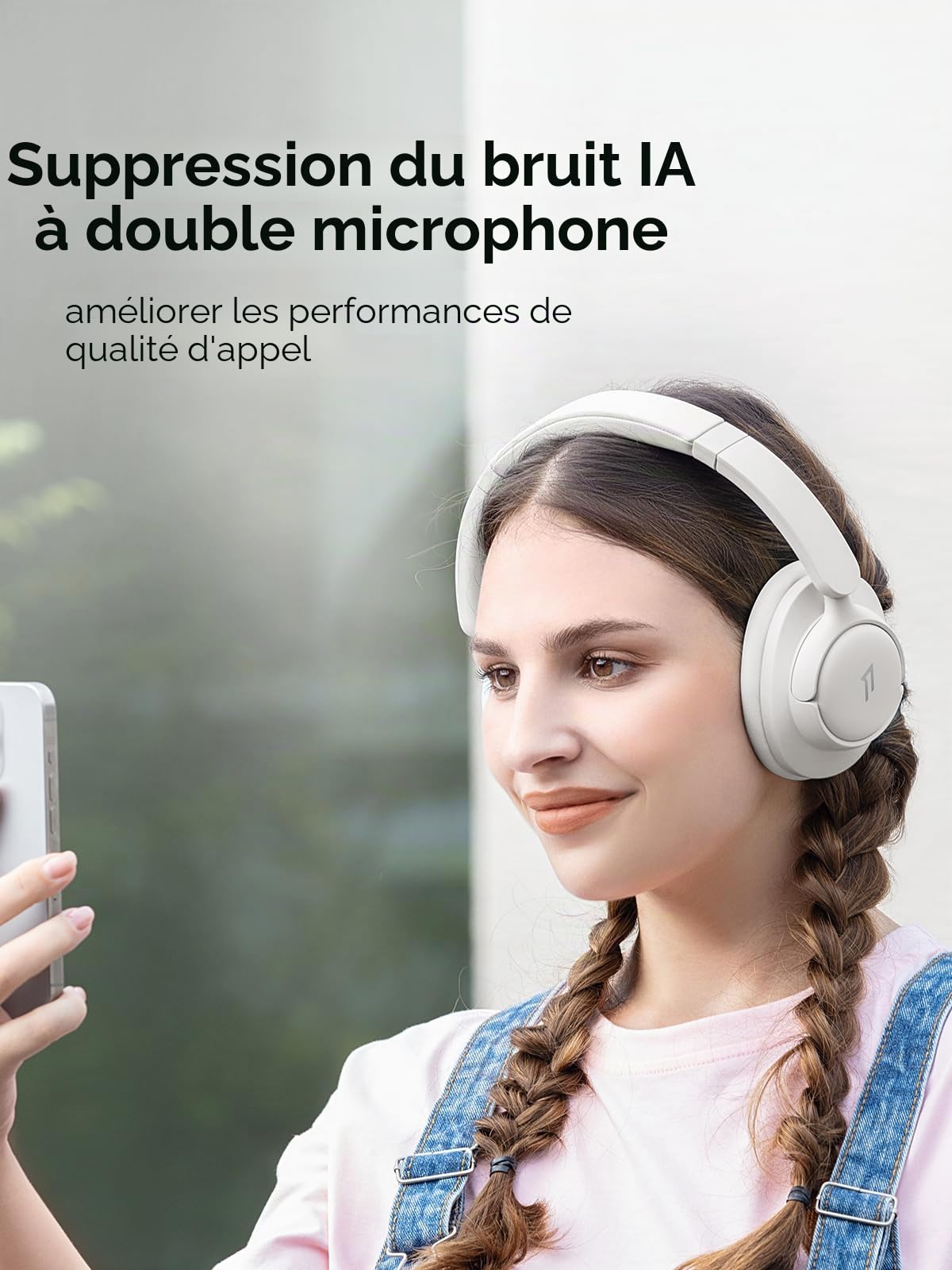 1MORE HQ31 Casque Bluetooth sans Fil, Casque Hybride à Réduction Active du Bruit, Audio Haute Résolution, 90H De Lecture, Préréglages EQ, Connexion Multipoint, Appels Clairs, Mode Filaire