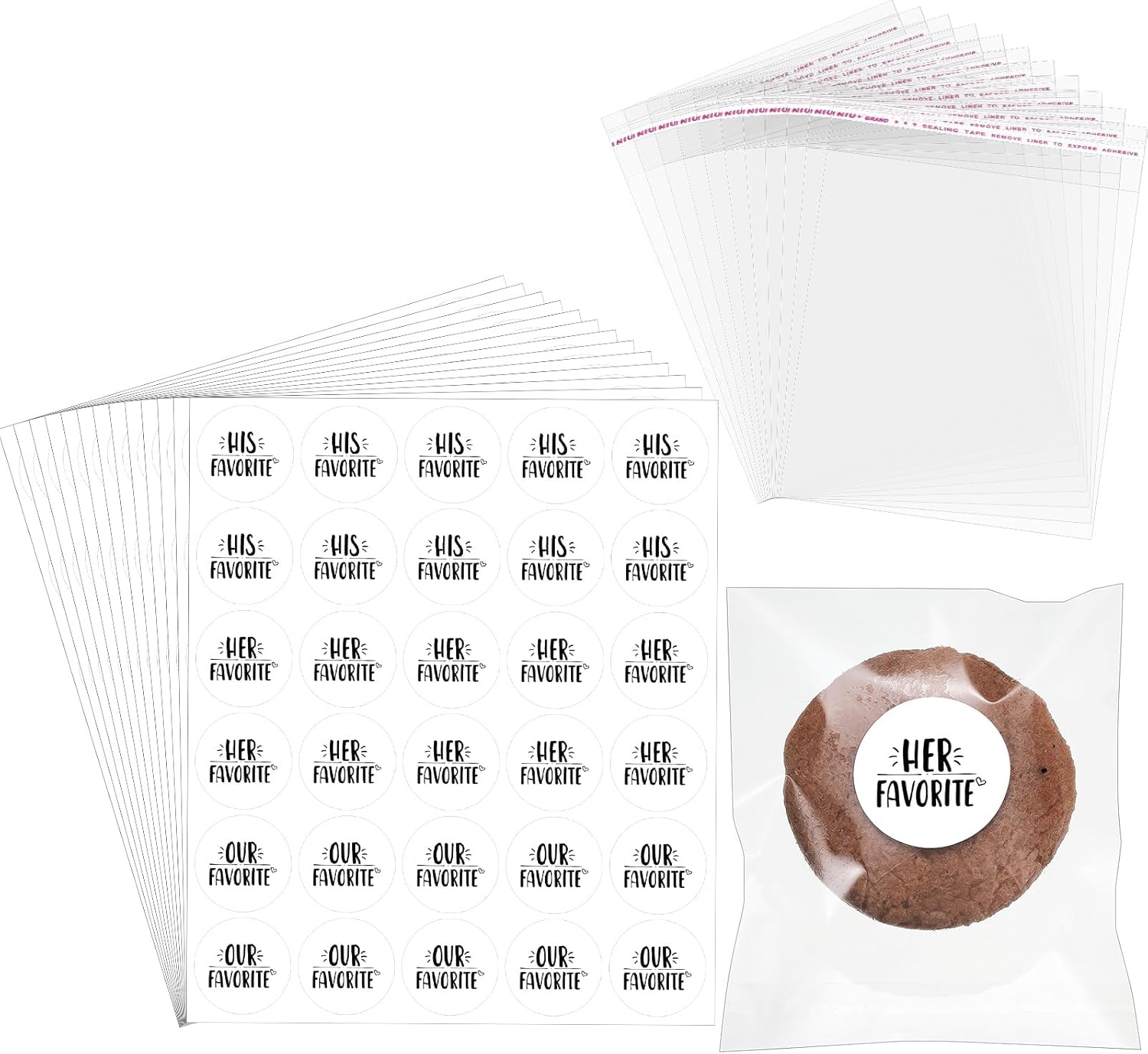 Motipuns 360 Pcs Cookie Bags and Our His Her Favorite