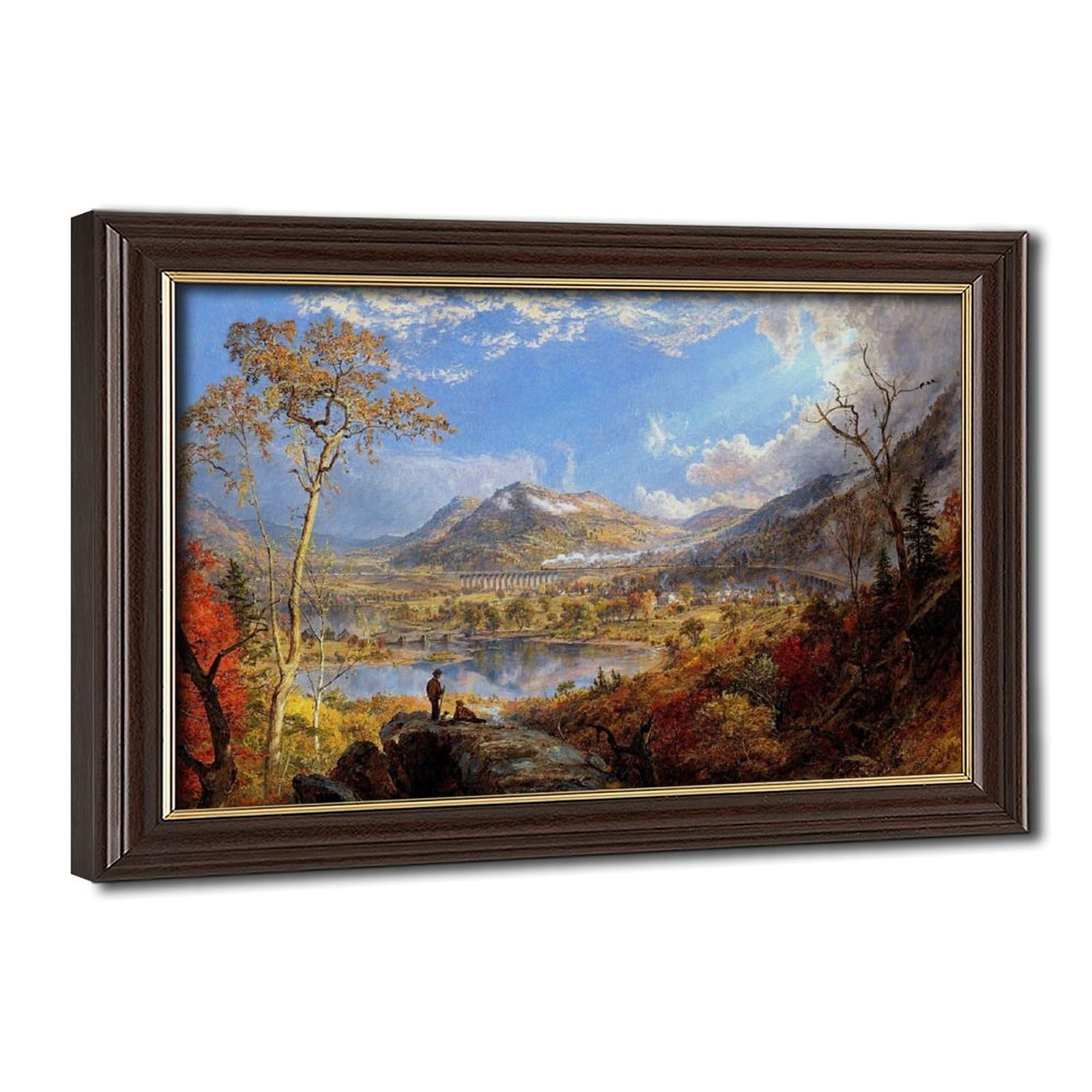 WCYB Stretched Canvas Starrucca Viaduct, Pennsylvania by Jasper Francis Cropsey Landscape Prints Posters Canvas Deco Paintings Wall Art For Office Living R