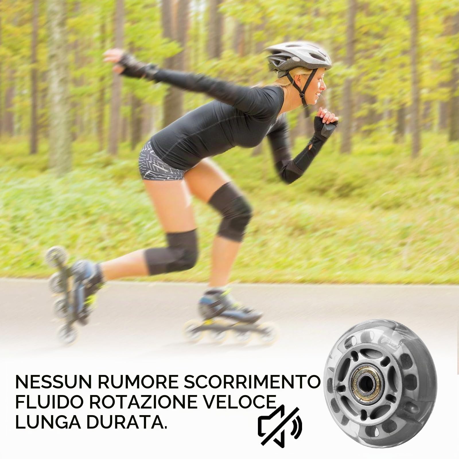 Ruote per Pattini in Linea: 8 Pezzi 72mm Ruote di Ricambio per Pattini in Linea per Esterni e Interni, Puleggia Argento Trasparente con Cuscinetti, Ruote per Pattinaggio a Rotelle
