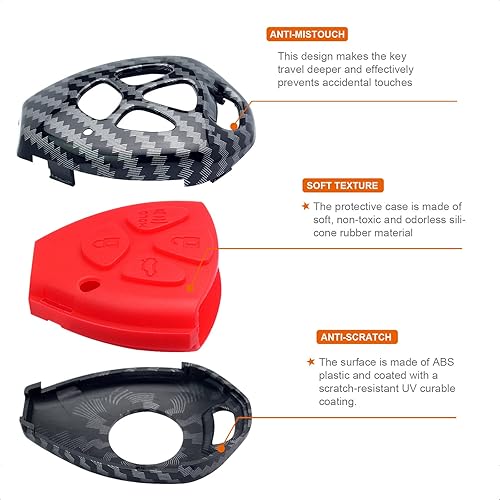 Miniatura 10 de Llavero inteligente de silicona negra texturizada de fibra de carbono, compatible con Pontiac Vibe Scion FR-S IQ TC XB XD para Subaru BRZ para