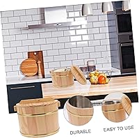 Vista 5 de UPKOCH 1 juego de barril de arroz barril de arroz al vapor cubo de arroz al vapor de sushi recipiente con tapa Dim Sum Cubo de madera de acero