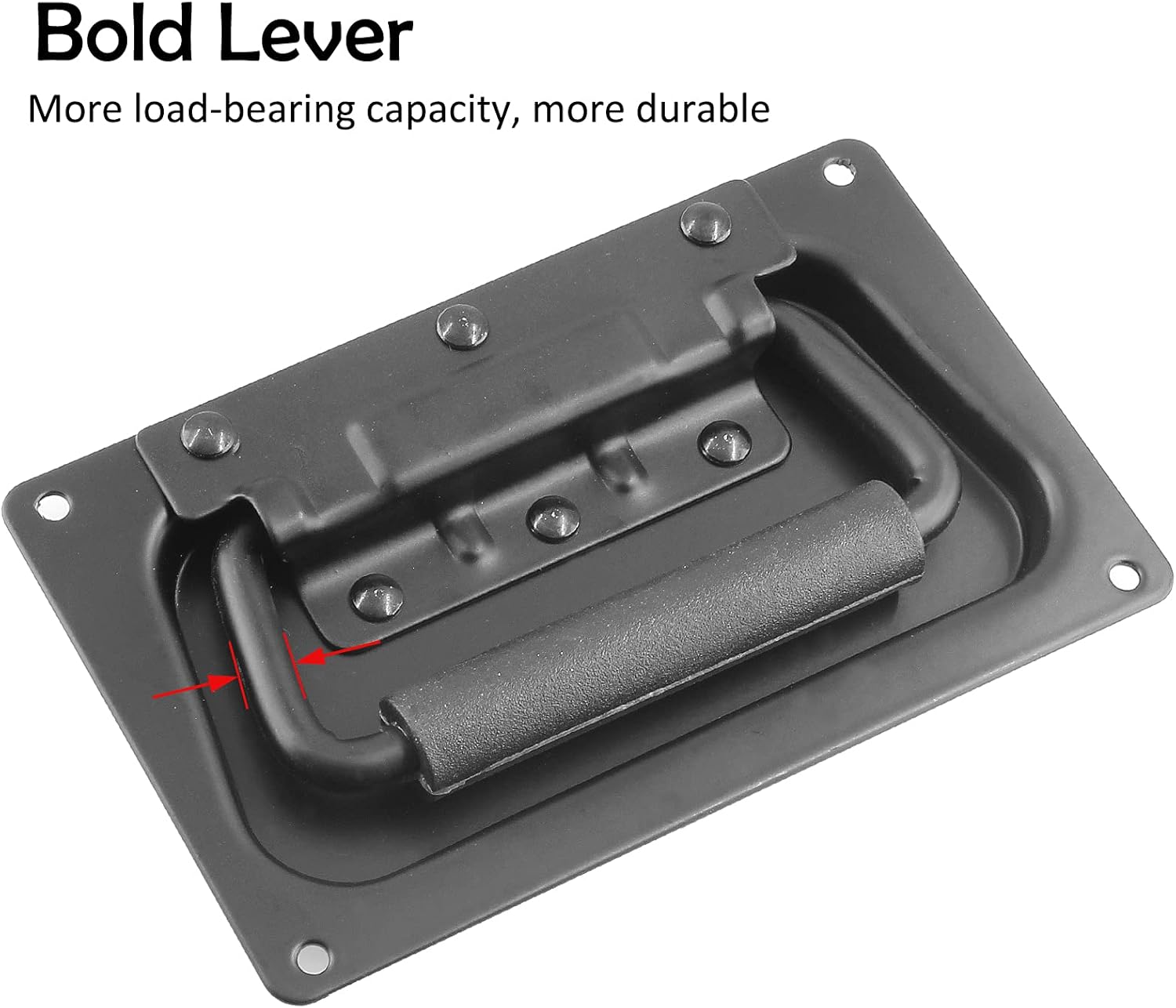 Bonsicoky 2Pcs Recessed Spring Loaded Speaker Handles, 5.1" x 3.15" Chest Cabinet Speaker Case Handles, Black