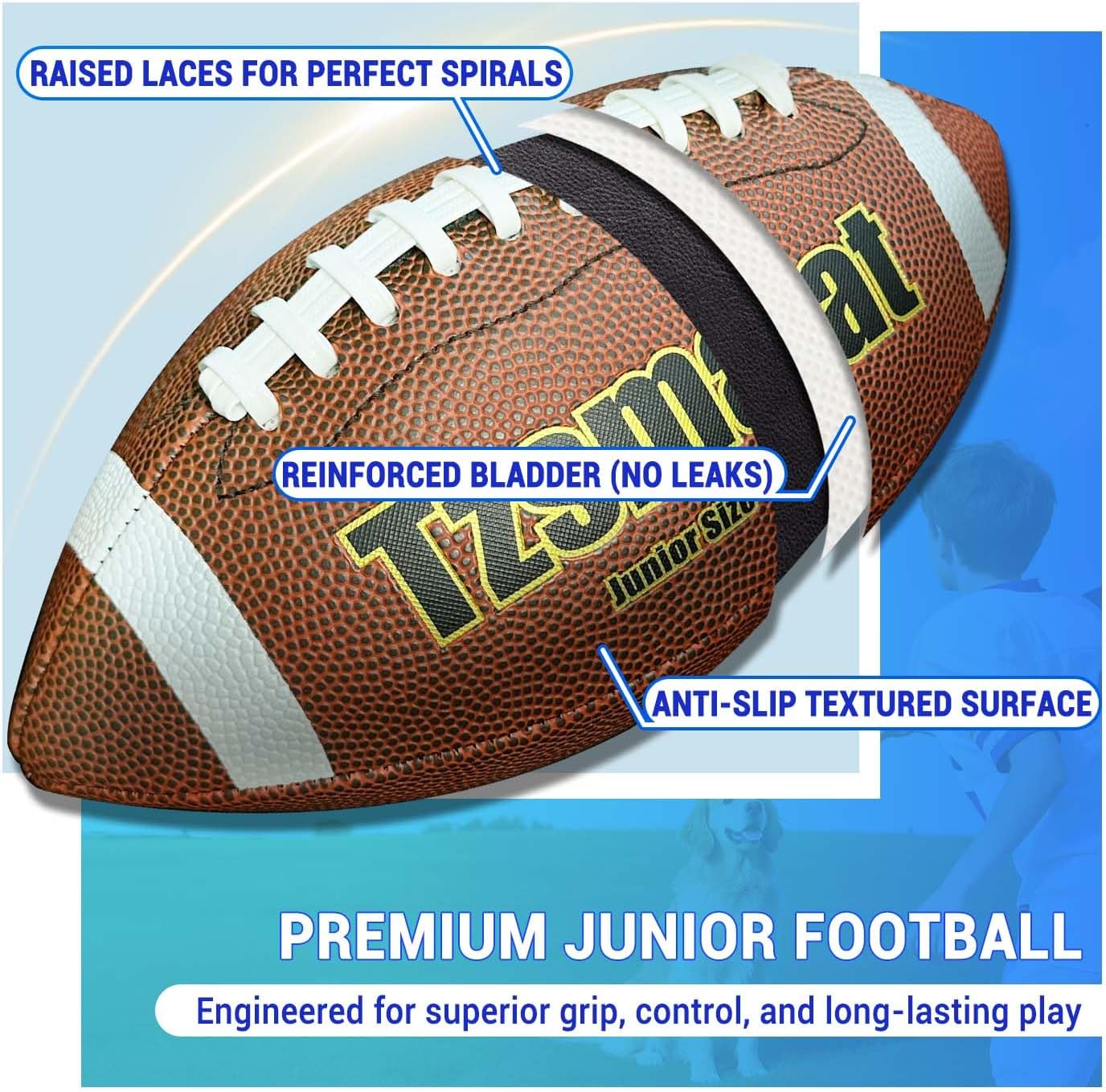 6Ft Inflatable Football Target Toss Game - Giant Outdoor Carnival Party Games for Backyard & Tailgate - Arcade Sports Toy with Electric Pump - 4 Easy-Grip Balls Gifts for Boys 3 4 5 6 7 8-12 Year Old