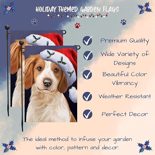 Miniatura 10 de Doggie of the Day Banderas de jardín de perros de Brittany Spaniel  Santa durmiendo  Doble cara  Regalo decorativo de primavera  Decoración del