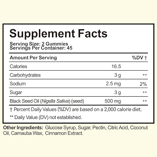 Miniatura 3 de Vceeoy Gomitas de aceite de semilla negra con 2% más de timoquinona (TQ), gomitas de aceite de semilla negra para apoyo inmunológico,