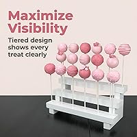 Vista 5 de Soporte elevador de exhibición para tartas, soporte para paletas de madera de 3 niveles, soporte de ventosa de 17 agujeros para mesa de postres