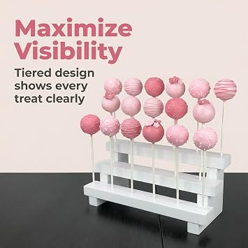 NANGOPOP Cake Pop Stand Display Riser - 3 Tier Wood Lollipop Holder, 17 Hole Sucker Stand for Dessert Table of Wedding, Birthday Party - White, Collapsible, Fit 5/32 (4mm) Lollipop Sticks