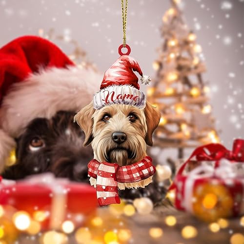 Miniatura 7 de WoGuangis Terrier de trigo con revestimiento suave, adorno de Navidad personalizado con nombre de perro, divertido animal de perro, decoraciones de