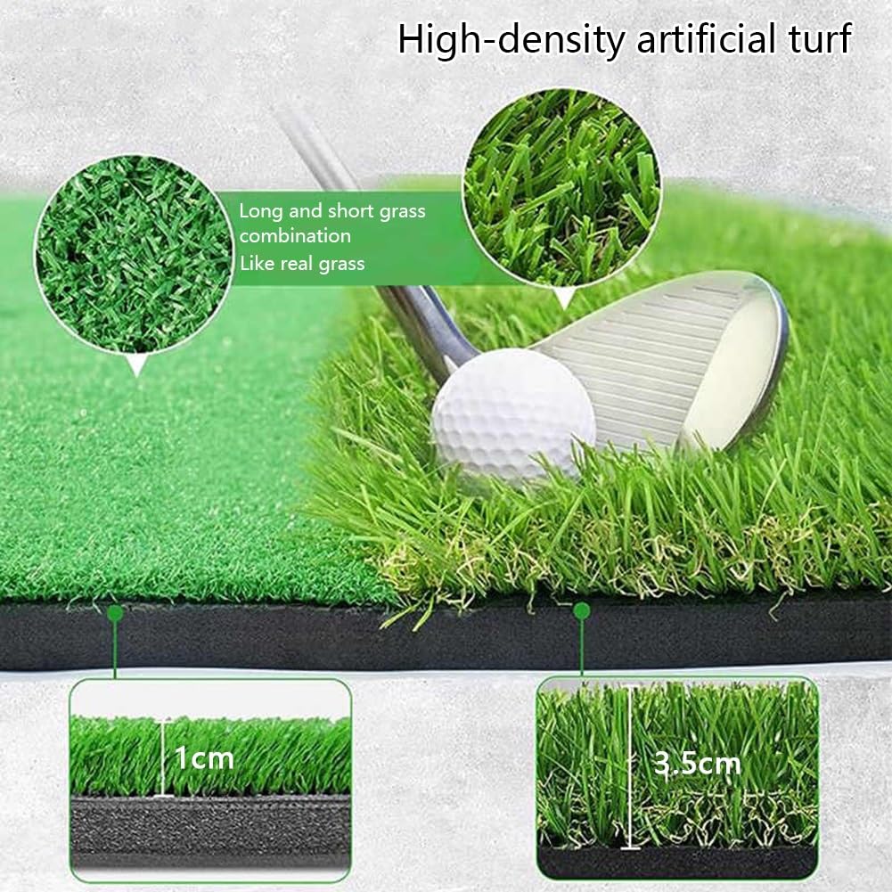 Tapete de entrenamiento de golf, tapete de práctica de césped de golf en casa para interiores y exteriores, ayuda de entrenamiento de golf con camisetas de goma