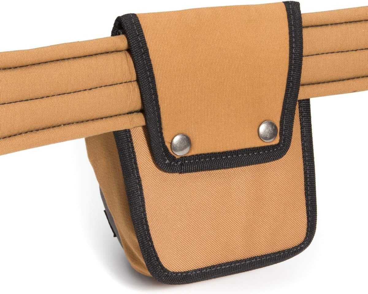 Dickies Zipper Pocket Canvas Pouch for Tool and Work Belts, Four Pockets, Cushioned Pocket, Grey/Tan