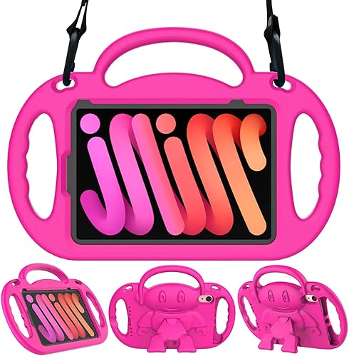 Funda para iPad Mini 6 generación, funda para iPad Mini 6 con correa para el hombro, duradera a prueba de golpes con soporte de asa, funda